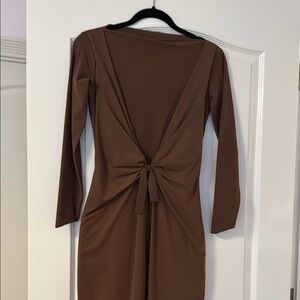 Chiara Boni Elegant Brown Long Sleeve Dress
